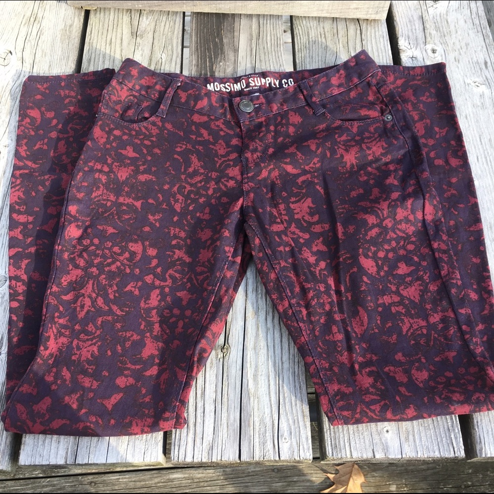 Mossimo Red Abstract Print Skinny Jeans! NEW!